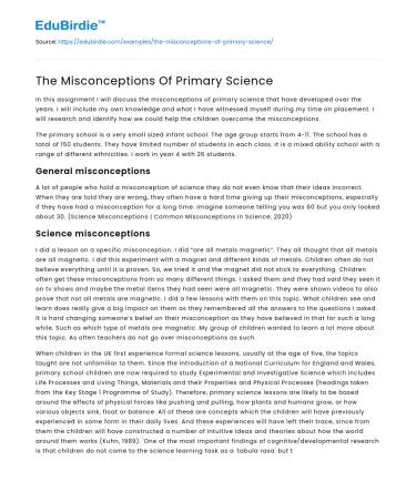 The Misconceptions Of Primary Science