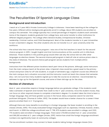 The Peculiarities Of Spanish Language Class