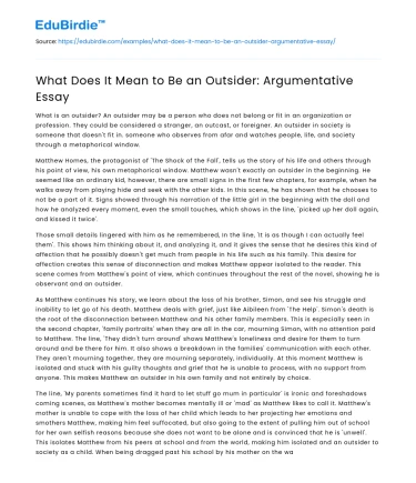 What Does It Mean to Be an Outsider: Argumentative Essay