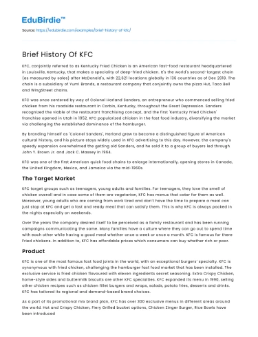 Brief History Of KFC