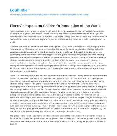 Disney’s Role in Shaping Children’s Views