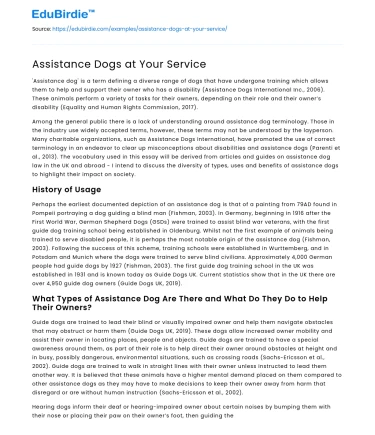 Assistance Dogs at Your Service