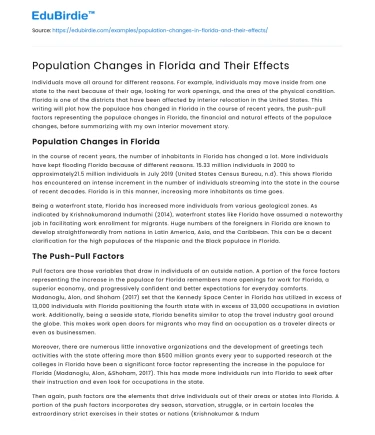 Population Changes in Florida and Their Effects