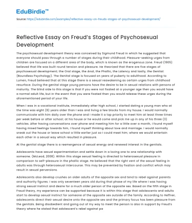 Reflective Essay on Freud’s Stages of Psychosexual Development