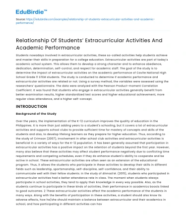 Extracurricular Activities Vs Academic Performance