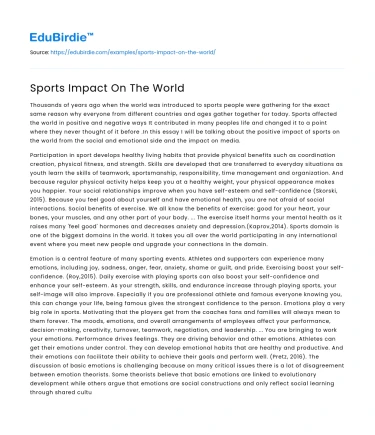 Sports Impact On The World