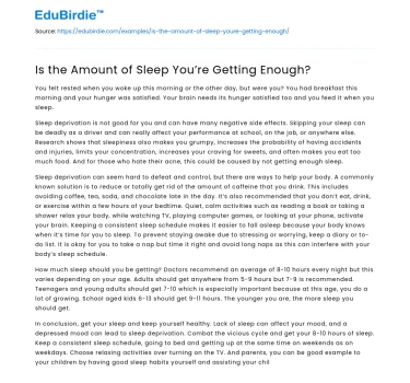 Is the Amount of Sleep You’re Getting Enough?