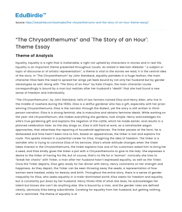 “The Chrysanthemums” and ‘The Story of an Hour’: Theme Essay