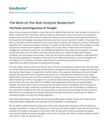 The Mark on the Wall Analysis Modernism