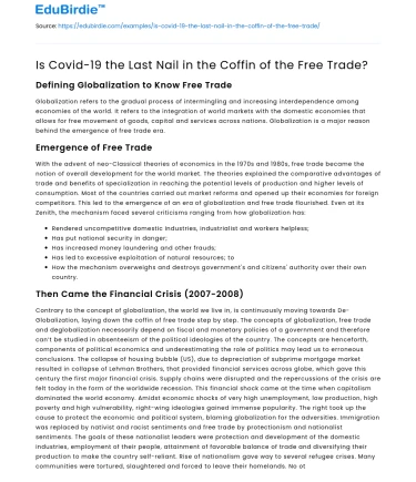 Is Covid-19 the Last Nail in the Coffin of the Free Trade?