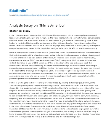 Analysis Essay on ‘This Is America’