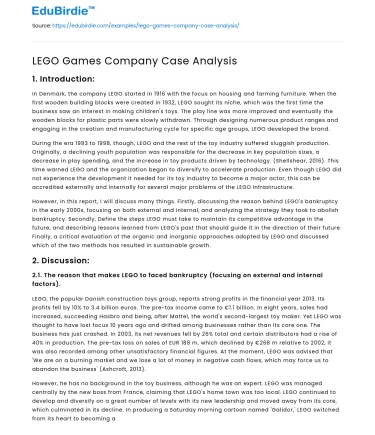LEGO Games Company Case Analysis