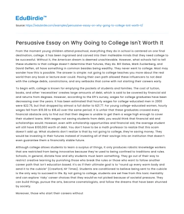 Persuasive Essay on Why Going to College Isn’t Worth It