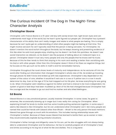 The Curious Incident Of The Dog In The Night-Time: Character Analysis
