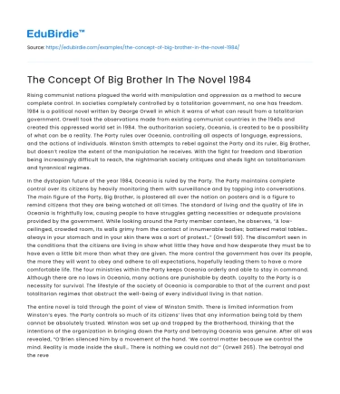 The Concept Of Big Brother In The Novel 1984