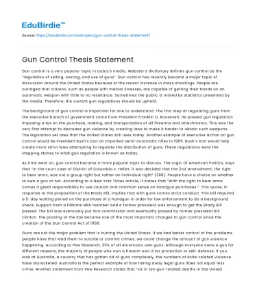 Gun Control Thesis Statement