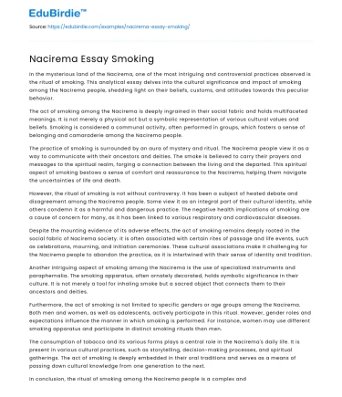 Nacirema Essay Smoking