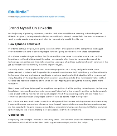 Brand Myself On LinkedIn