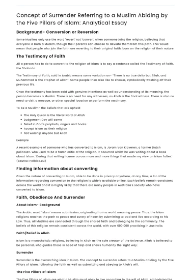 Surrender in Islam: Analyzing the Five Pillars