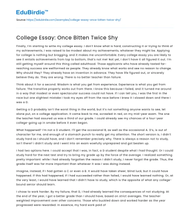 College Essay: Once Bitten Twice Shy