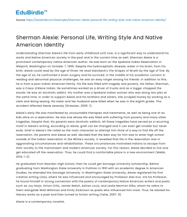 Sherman Alexie: Personal Life, Writing Style And Native American Identity