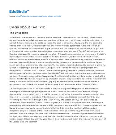 Essay about Ted Talk