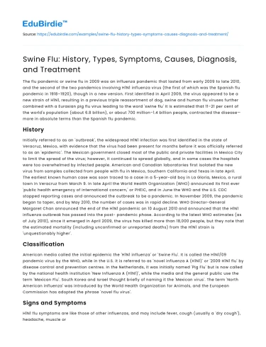 Swine Flu: History, Types, Symptoms, Causes, Diagnosis, and Treatment