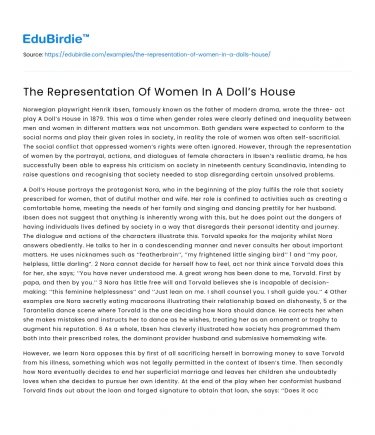 The Representation Of Women In A Doll’s House