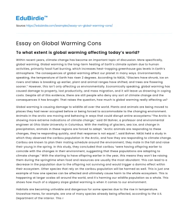 Essay on Global Warming Cons