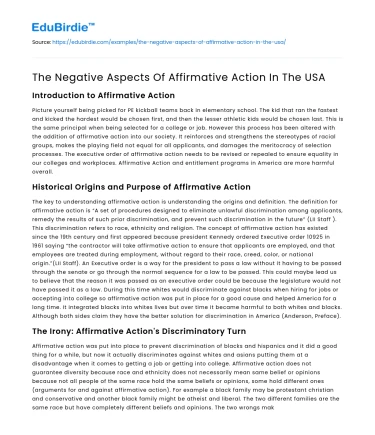 The Negative Aspects Of Affirmative Action In The USA