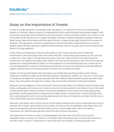 Essay on the Importance of Forests