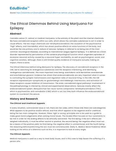 The Ethical Dilemmas Behind Using Marijuana For Epilepsy