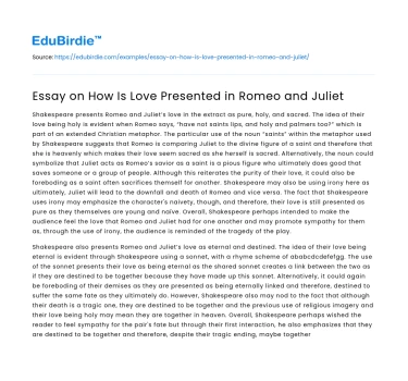 Essay on How Is Love Presented in Romeo and Juliet