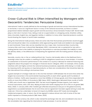 Managers’ Geocentric Tendencies and Cross-Cultural Risk