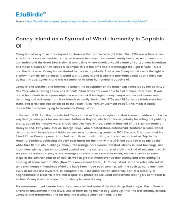 Coney Island as a Symbol of What Humanity Is Capable Of