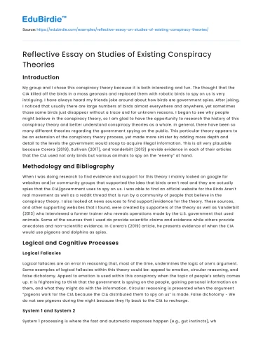 Reflective Essay on Studies of Existing Conspiracy Theories