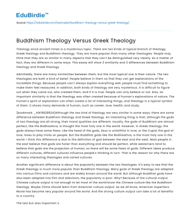 Buddhism Theology Versus Greek Theology