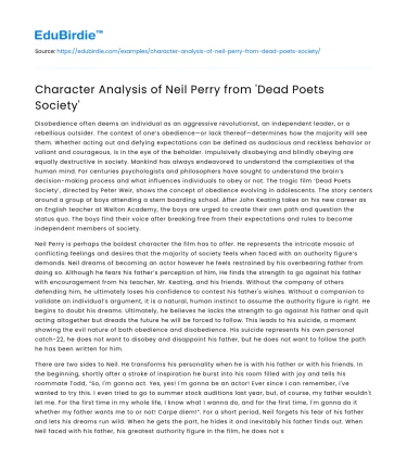 Character Analysis of Neil Perry from ‘Dead Poets Society’