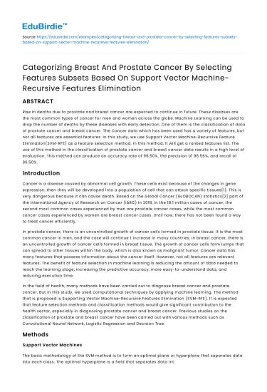 Categorizing Cancer with SVM-RFE Feature Selection