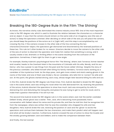 Breaking the 180-Degree Rule in the Film ‘The Shining’