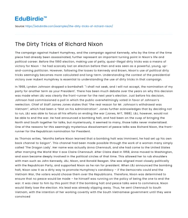 The Dirty Tricks of Richard Nixon