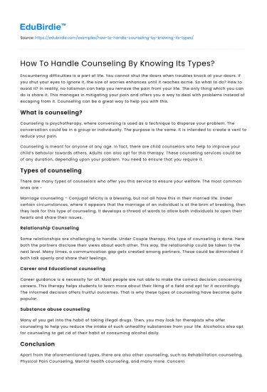How To Handle Counseling By Knowing Its Types?