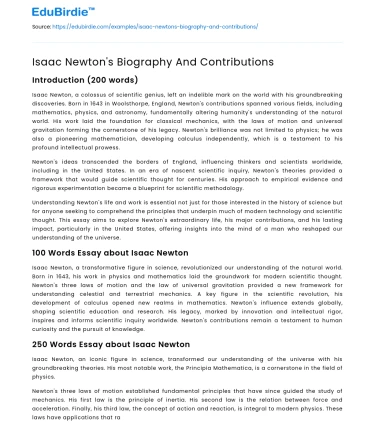 Isaac Newton’s Biography And Contributions