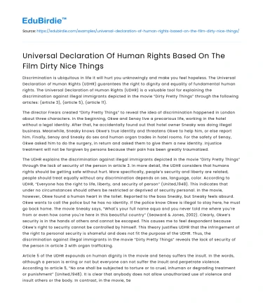 Analyzing Human Rights through “Dirty Pretty Things”