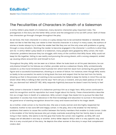 The Peculiarities of Characters in Death of a Salesman