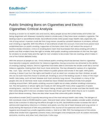 Analyzing Public Bans on Smoking Products