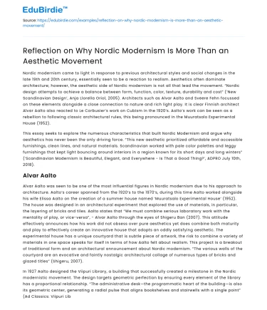 Reflection on Why Nordic Modernism Is More Than an Aesthetic Movement