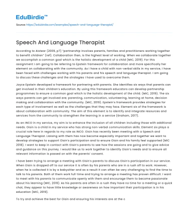 Speech And Language Therapist