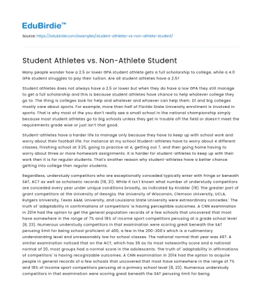 Student Athletes vs. Non-Athlete Student