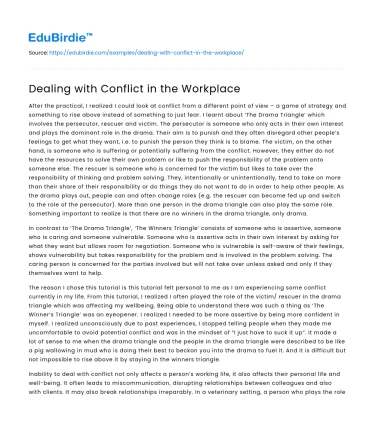 Dealing with Conflict in the Workplace